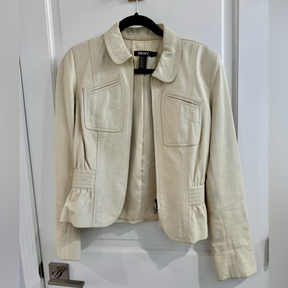 Genuine Leather Y2K Jacket in Cream/Ivory